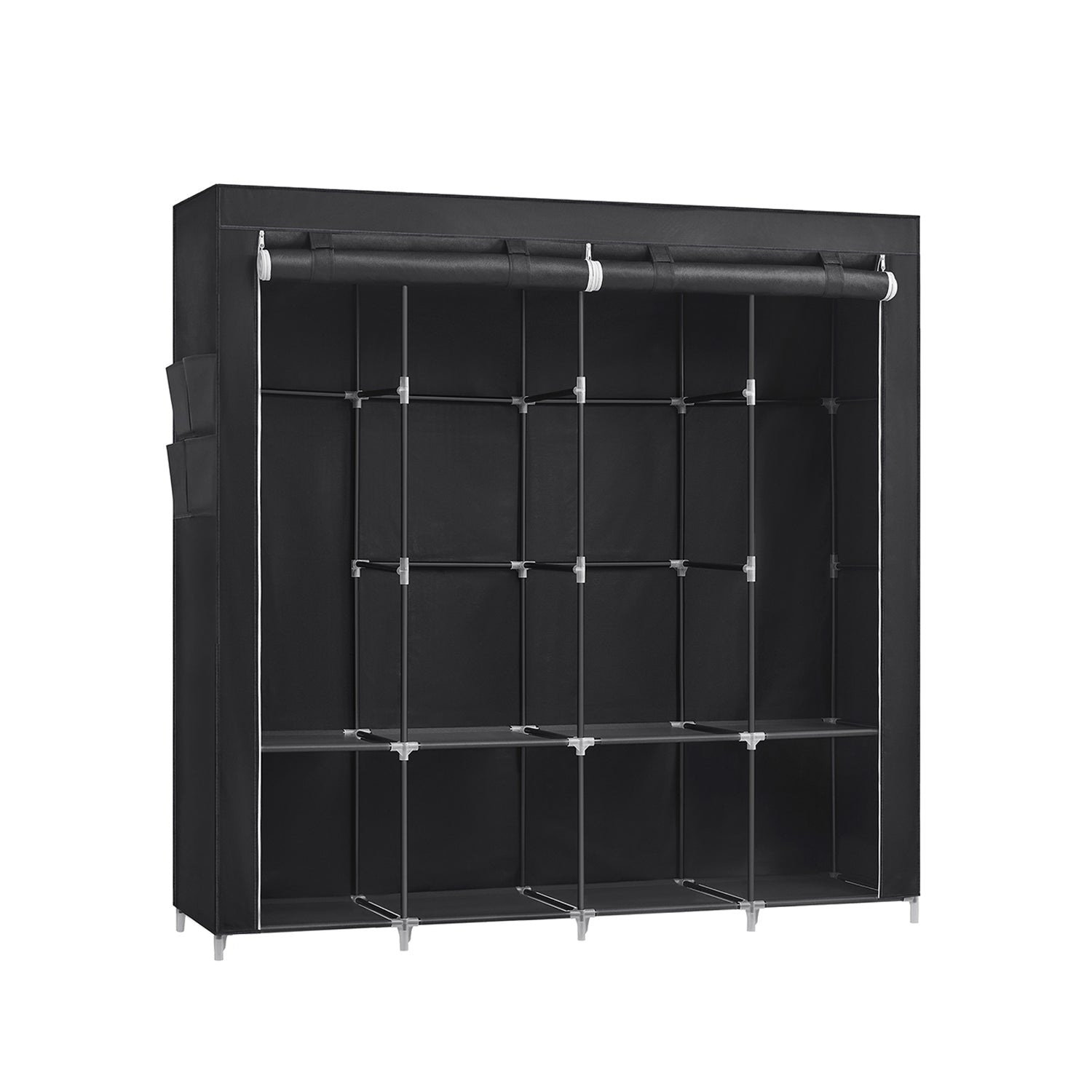 Linnenkast - Stoffen kleerkast - 45 x 170 x 167 cm - Met legplanken - Zwart
