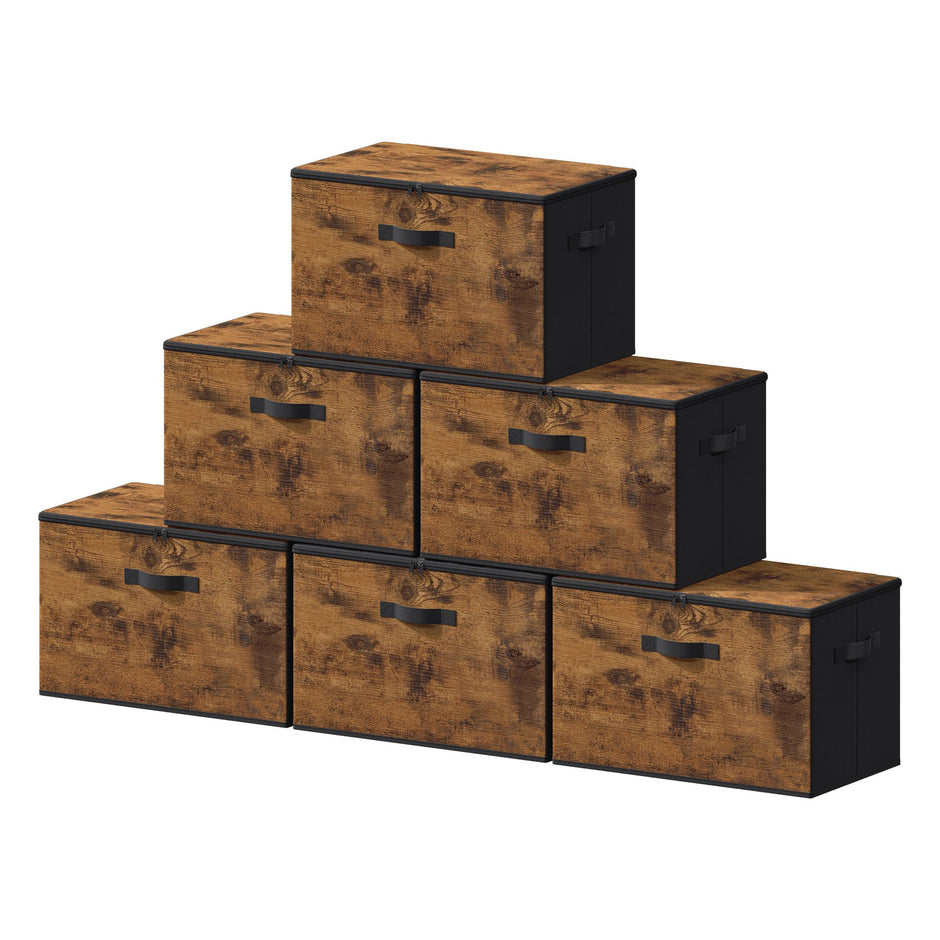 Opbergdozen - Set van 6 - Met Deksel - Opvouwbaar - Zwart