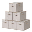 Opbergdozen - Set van 6 - Met Deksel - Linnenlook - Beige