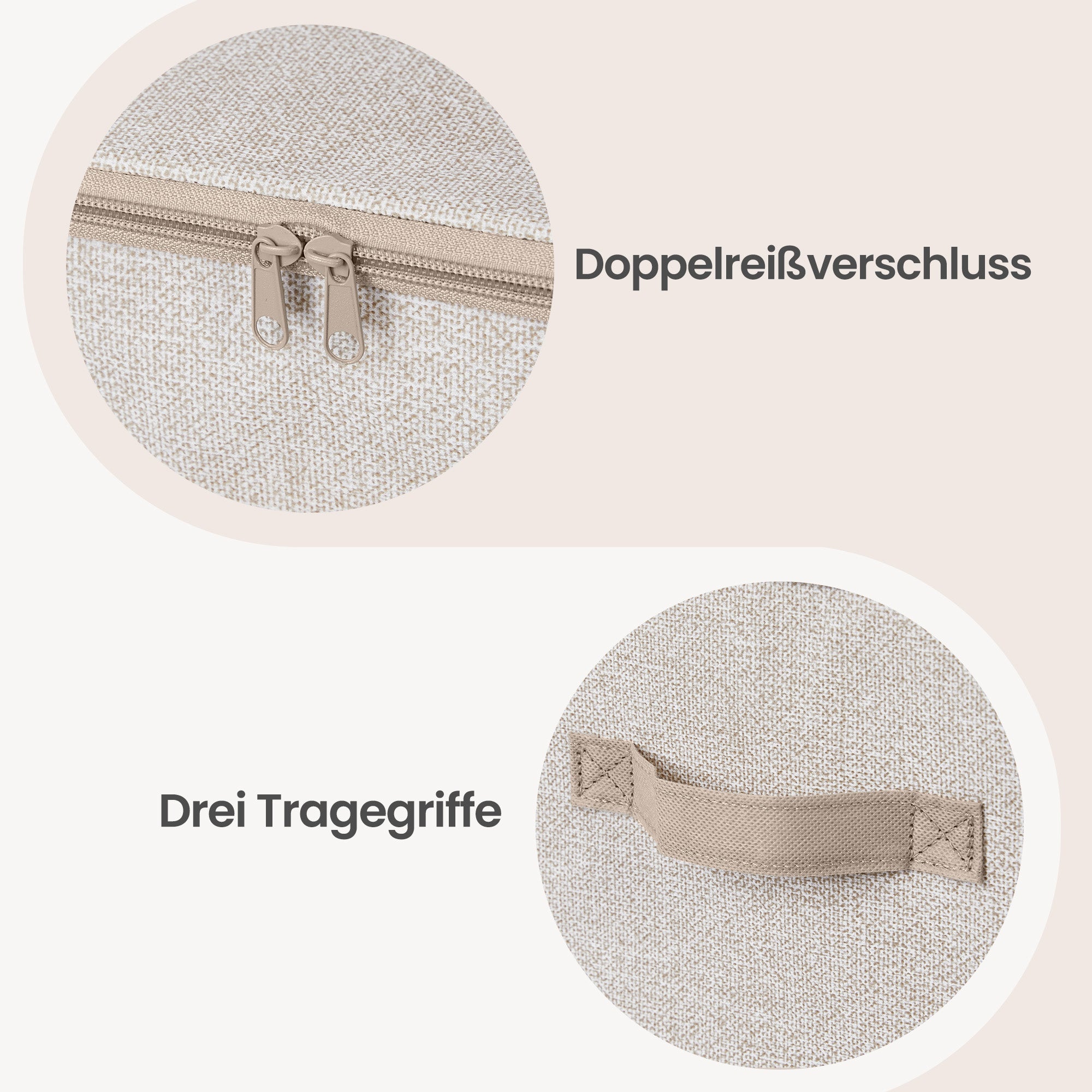 Opbergdozen - Set van 6 - Met Deksel - Linnenlook - Beige