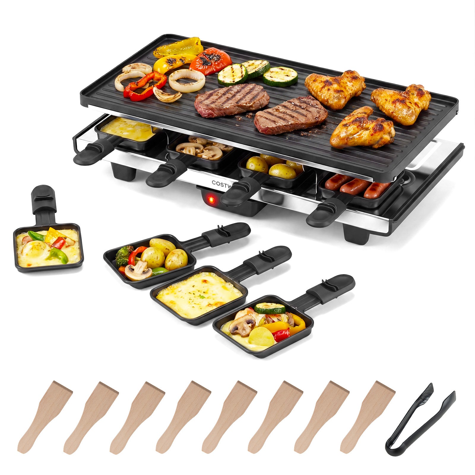 Raclette – för åtta personer elektrisk grill med vändbar non stick i 1400W – 2 1
