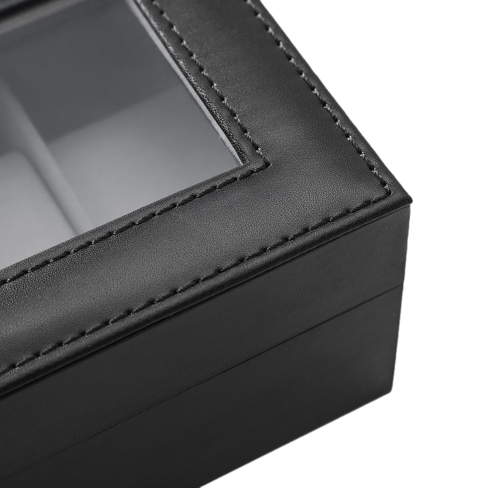 Horlogebox - Horlogekast met glazen deksel - Voor 6 horloges - Zwart
