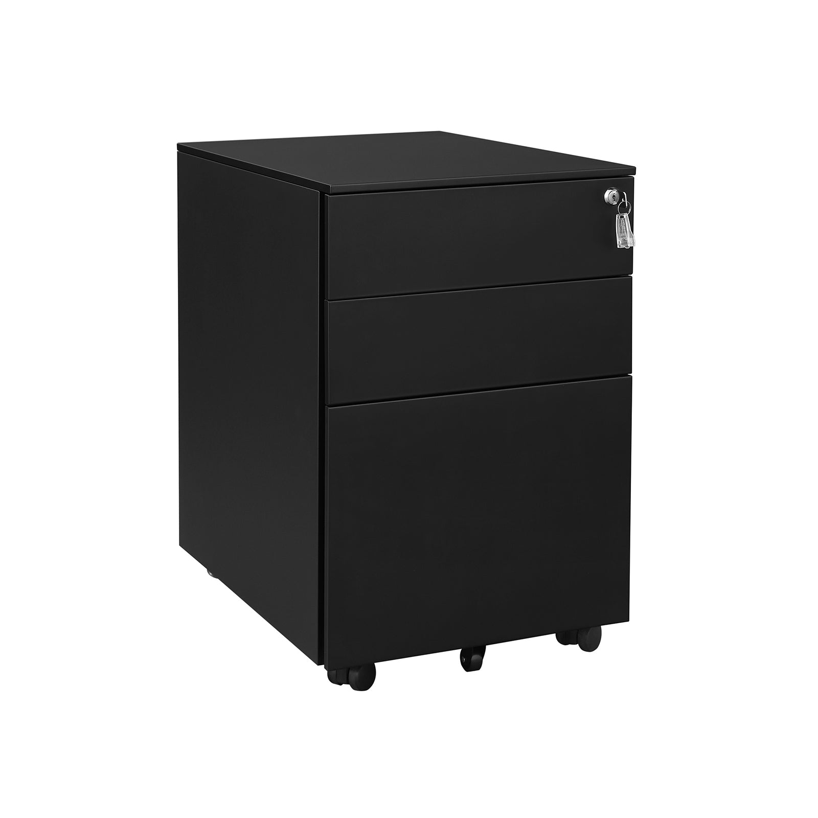 Ladeblok - Mobiele ladekast met slot - 3 lades - Kantoorkast - Zwart