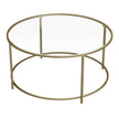 Ronde salontafel – Glazen blad met gouden frame – Goud