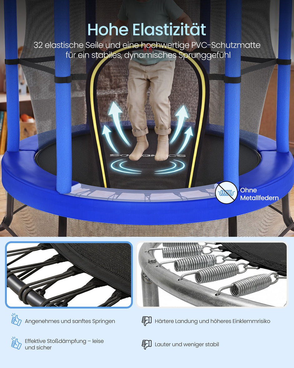 Kindertrampoline - 174 cm - Met Veiligheidsnet - Randbescherming - Blauw