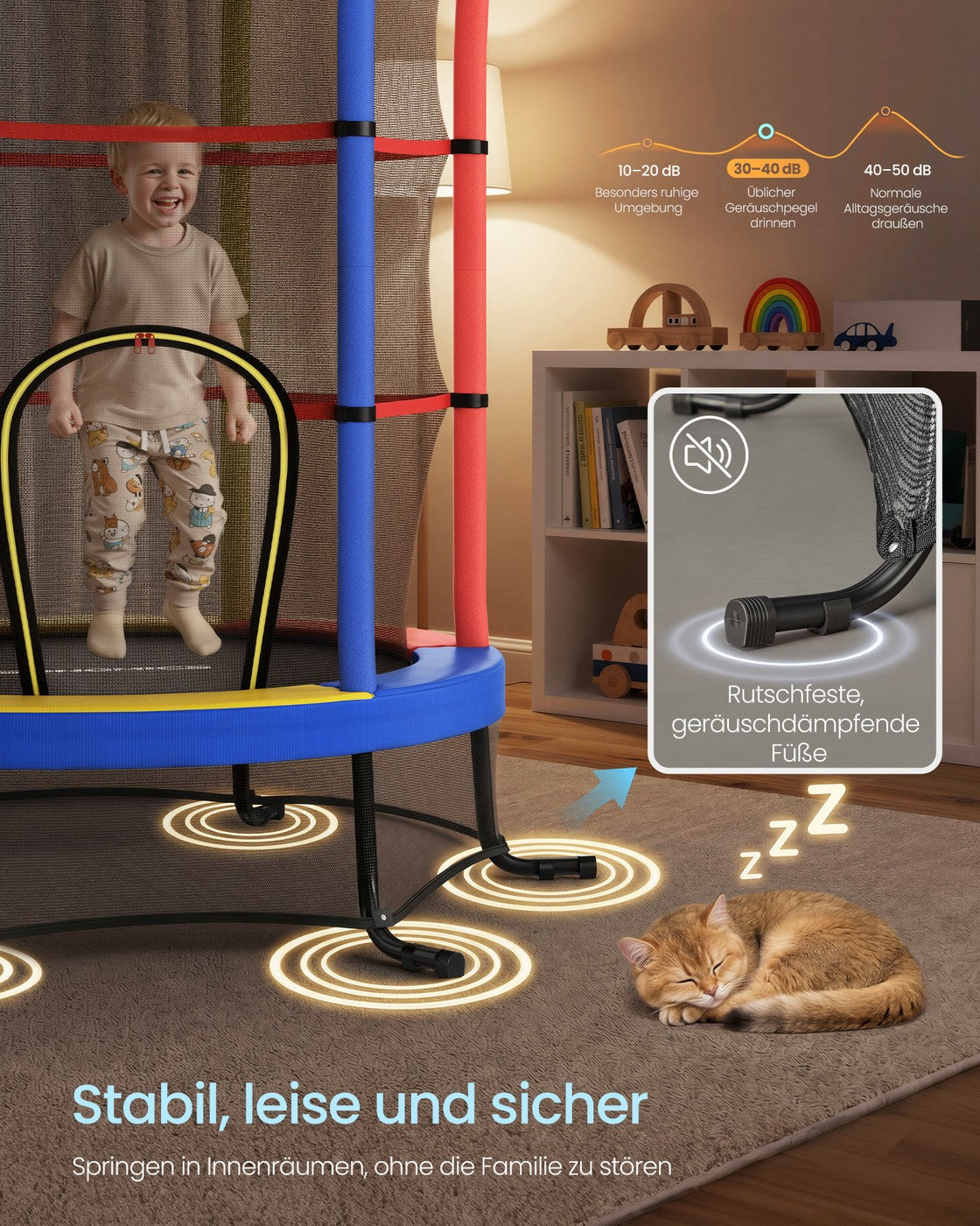 Kindertrampoline - 174 cm - Met Veiligheidsnet - Randbescherming - Meerkleurig