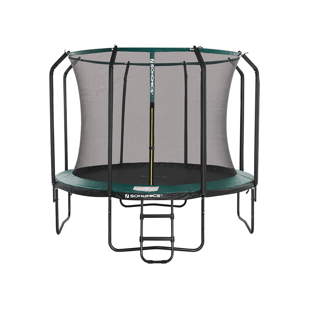 Trampoline – Veiligheidsnet en ladder – Donkergroen zwart