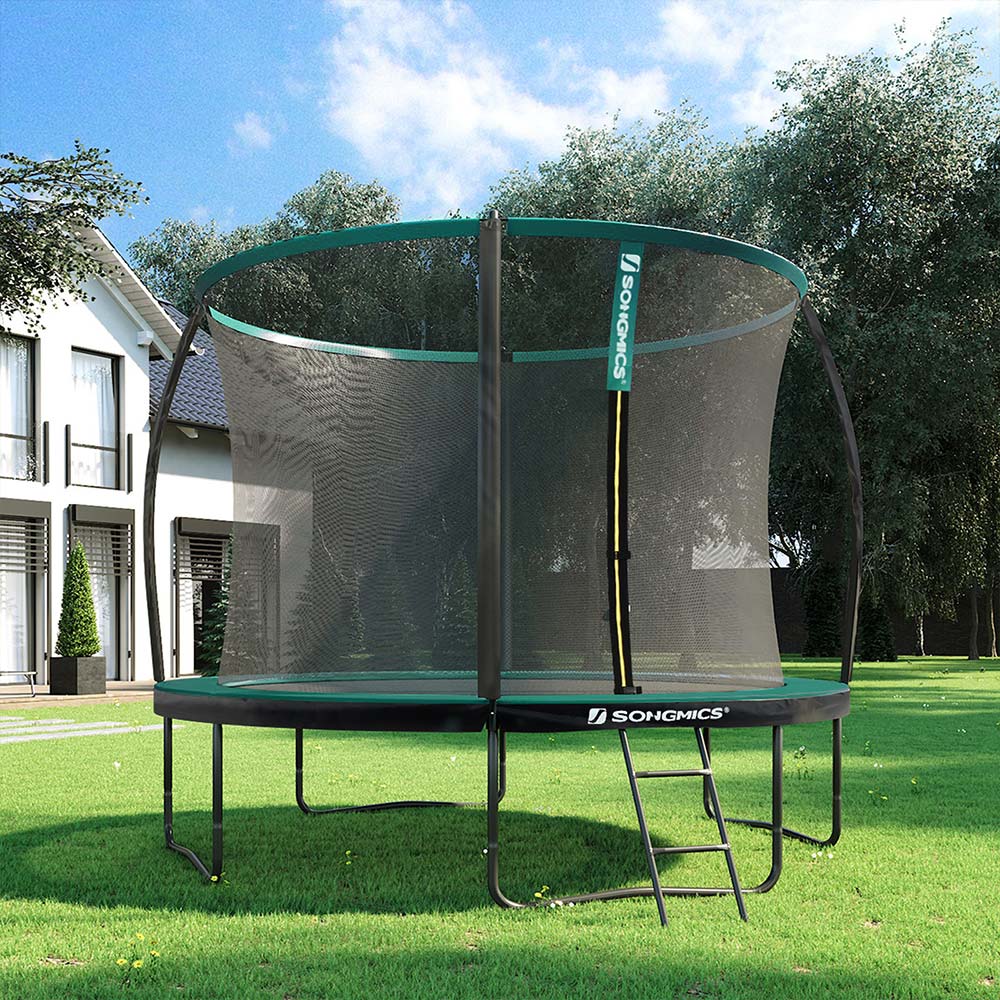 Trampoline - Ø 305 cm - Tuintrampoline met net en ladder - Donkergroen