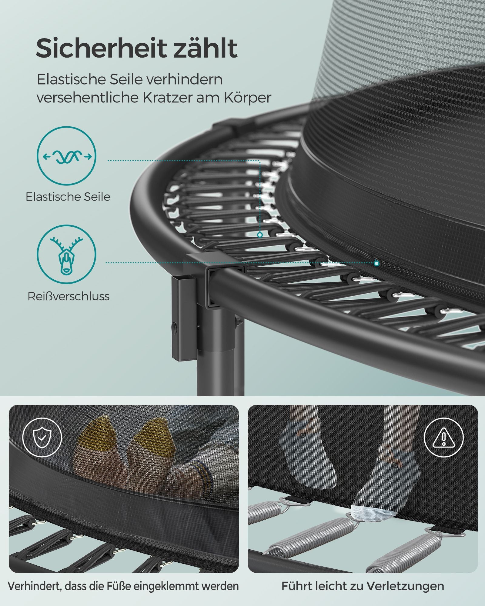 Trampoline veiligheidsnet – met ritssluiting – Ø 305 cm