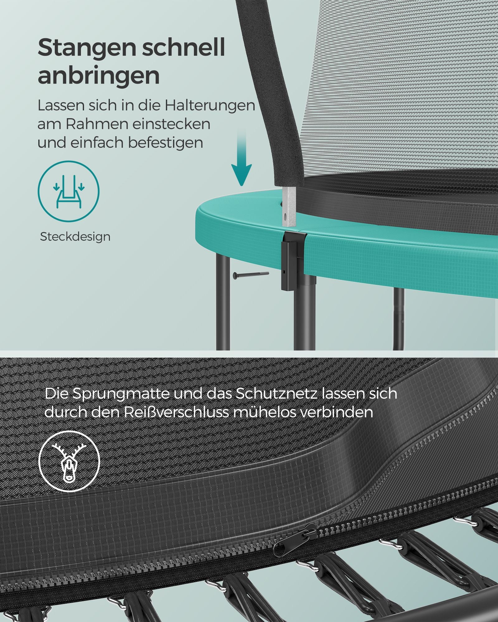 Trampoline veiligheidsnet – met ritssluiting – Ø 305 cm