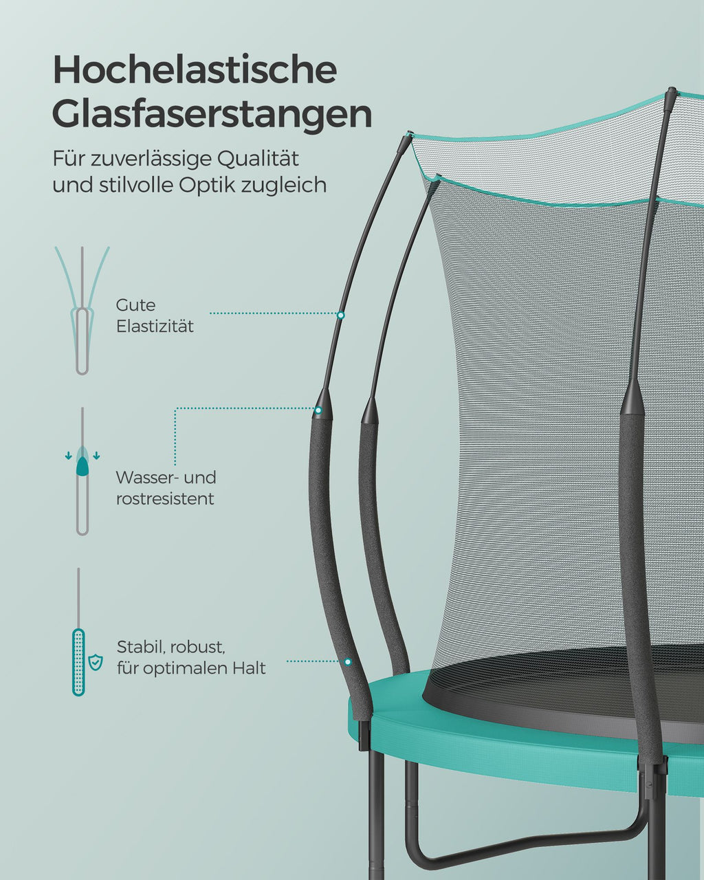 Trampoline veiligheidsnet – met ritssluiting – Ø 305 cm