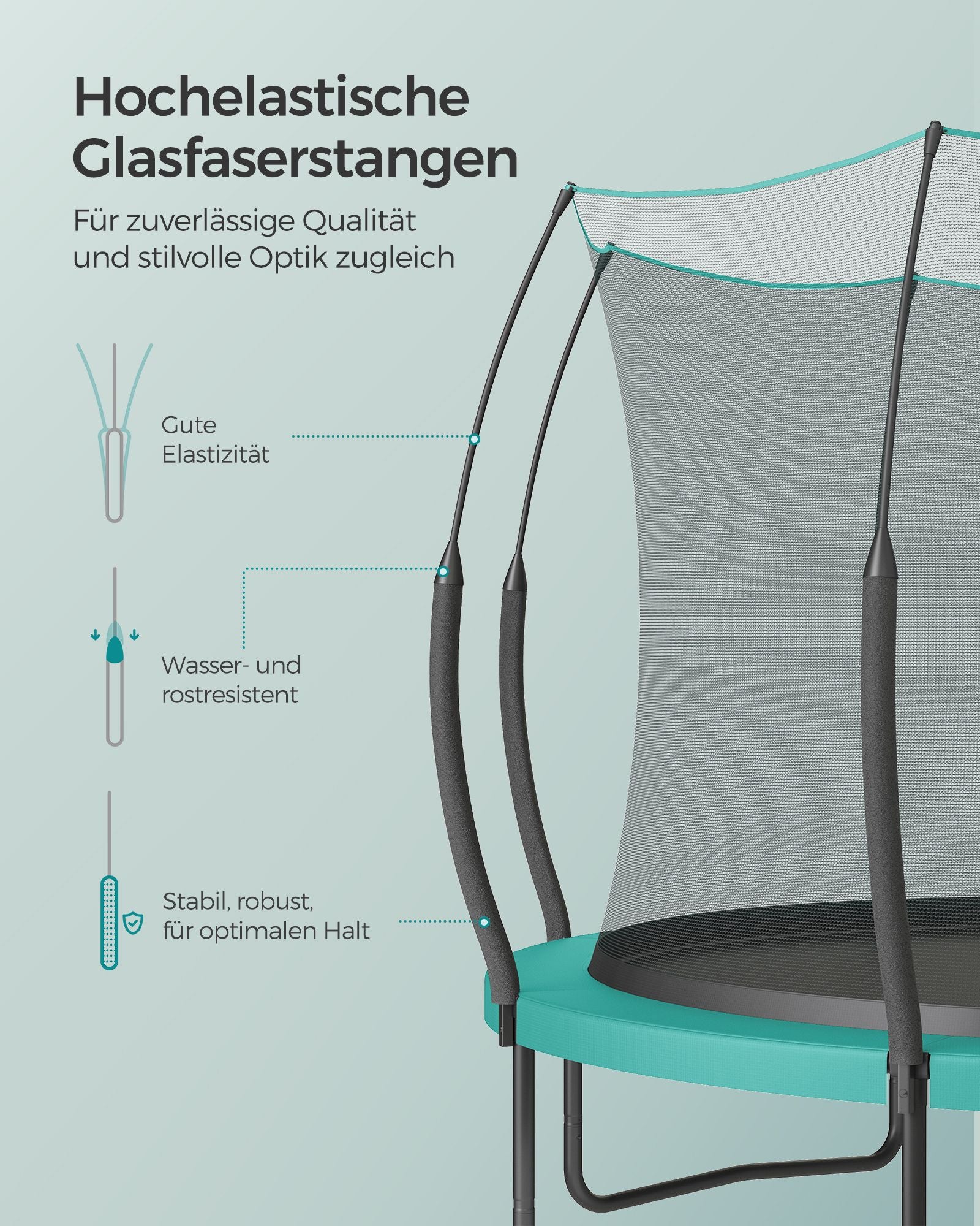 Trampoline veiligheidsnet – met ritssluiting – Ø 305 cm
