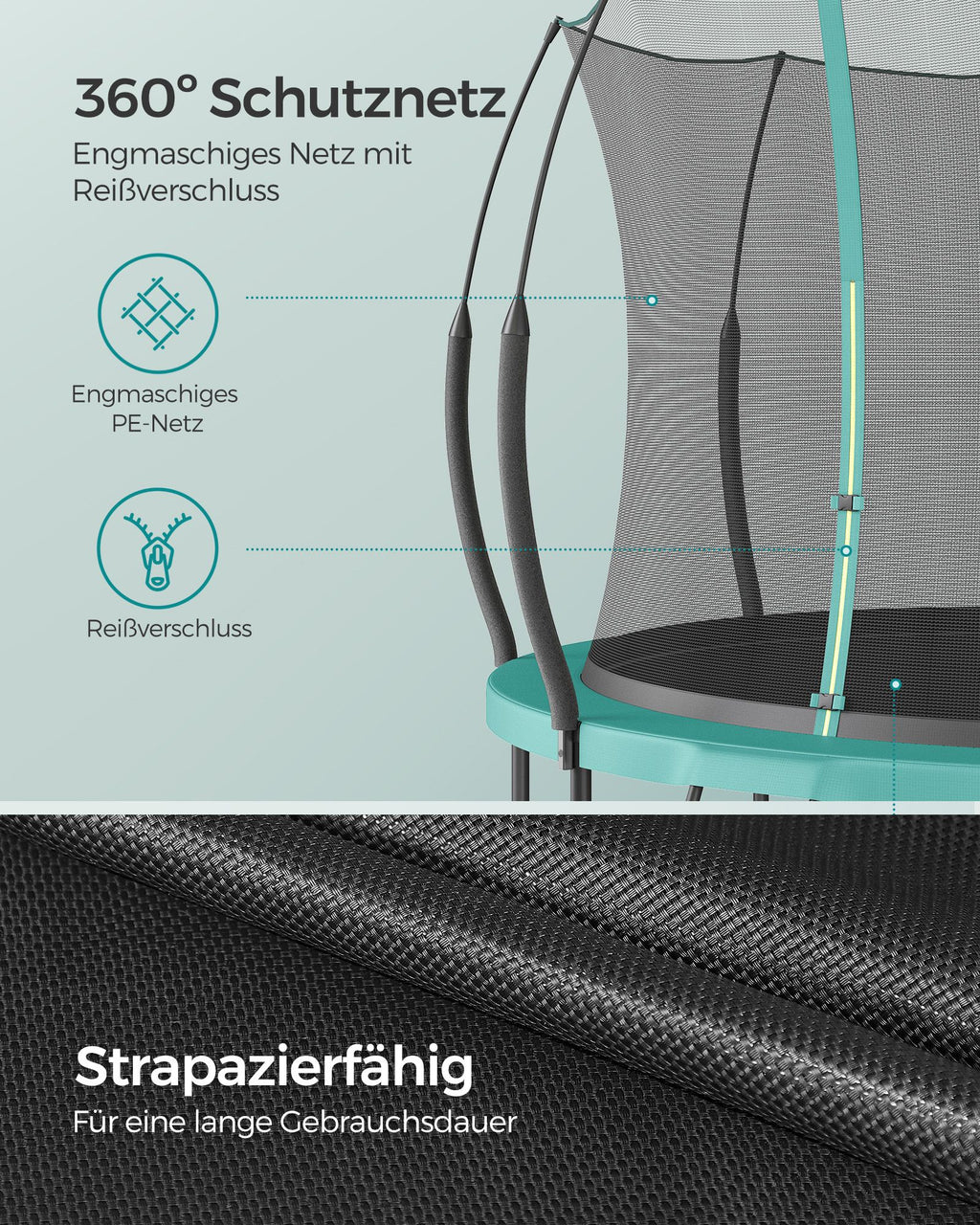 Trampoline veiligheidsnet – met ritssluiting – Ø 305 cm