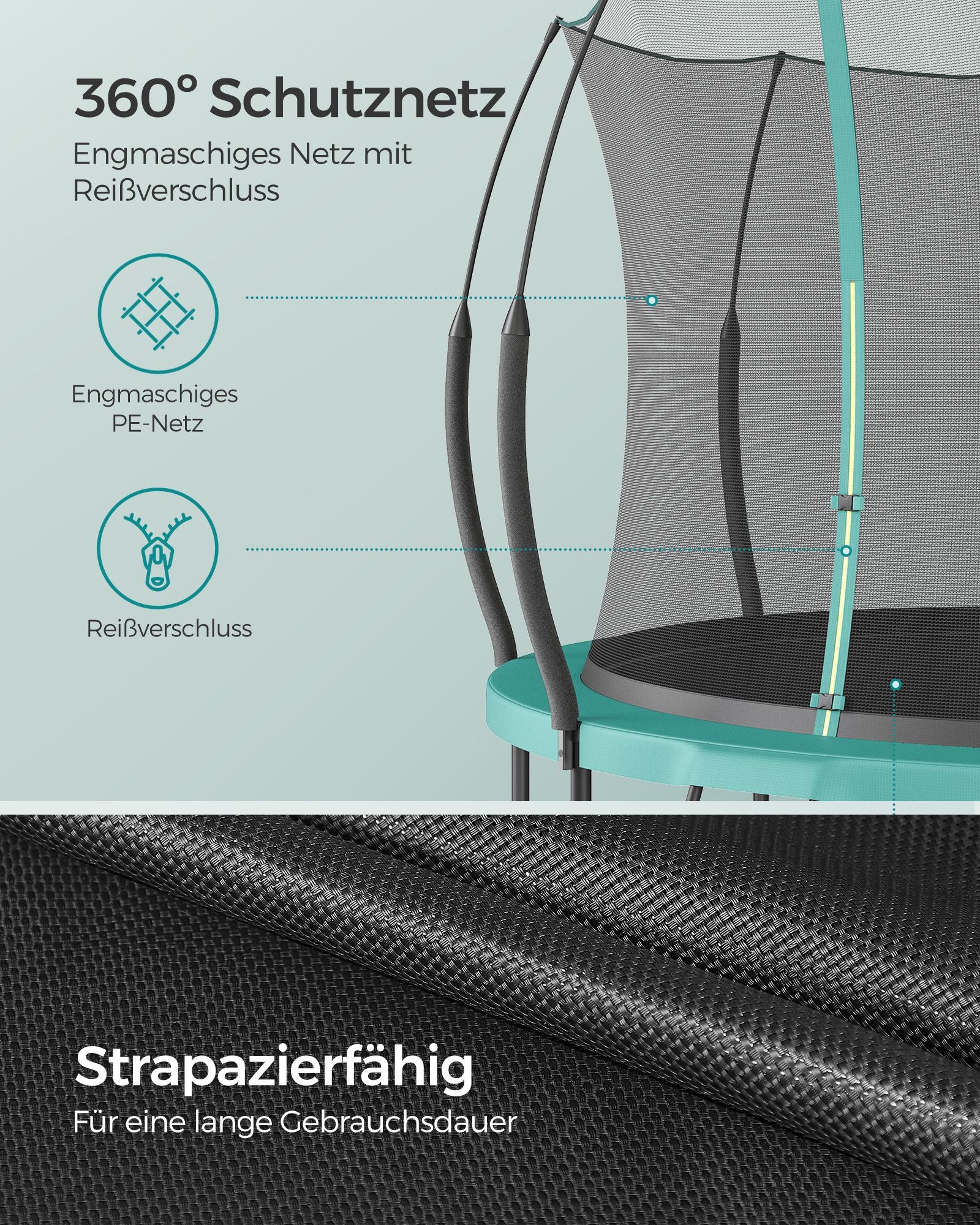 Trampoline veiligheidsnet – met ritssluiting – Ø 305 cm