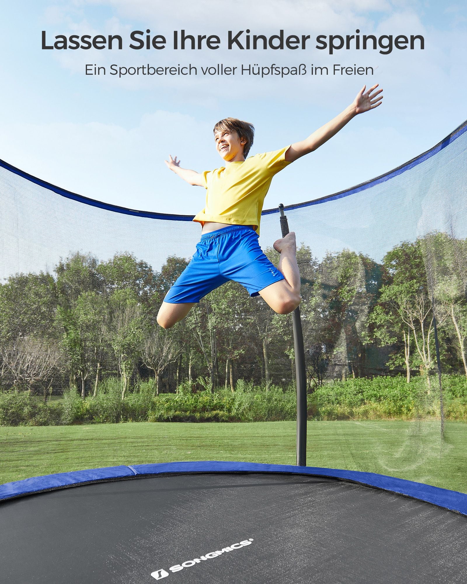 Tuintrampoline – Ø 305 cm – Veiligheidsnet – Zwart-Blauw