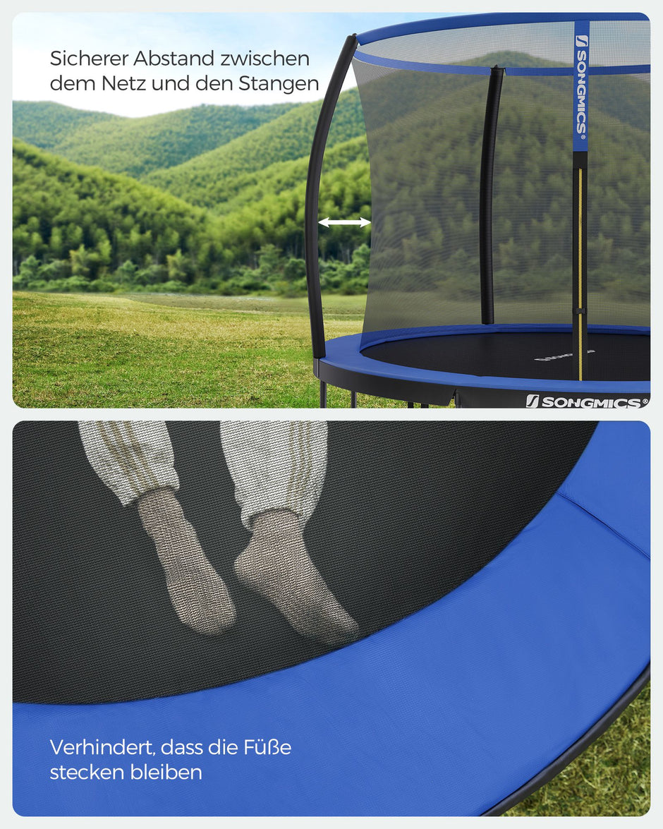 Tuintrampoline – Ø 305 cm – Veiligheidsnet – Zwart-Blauw