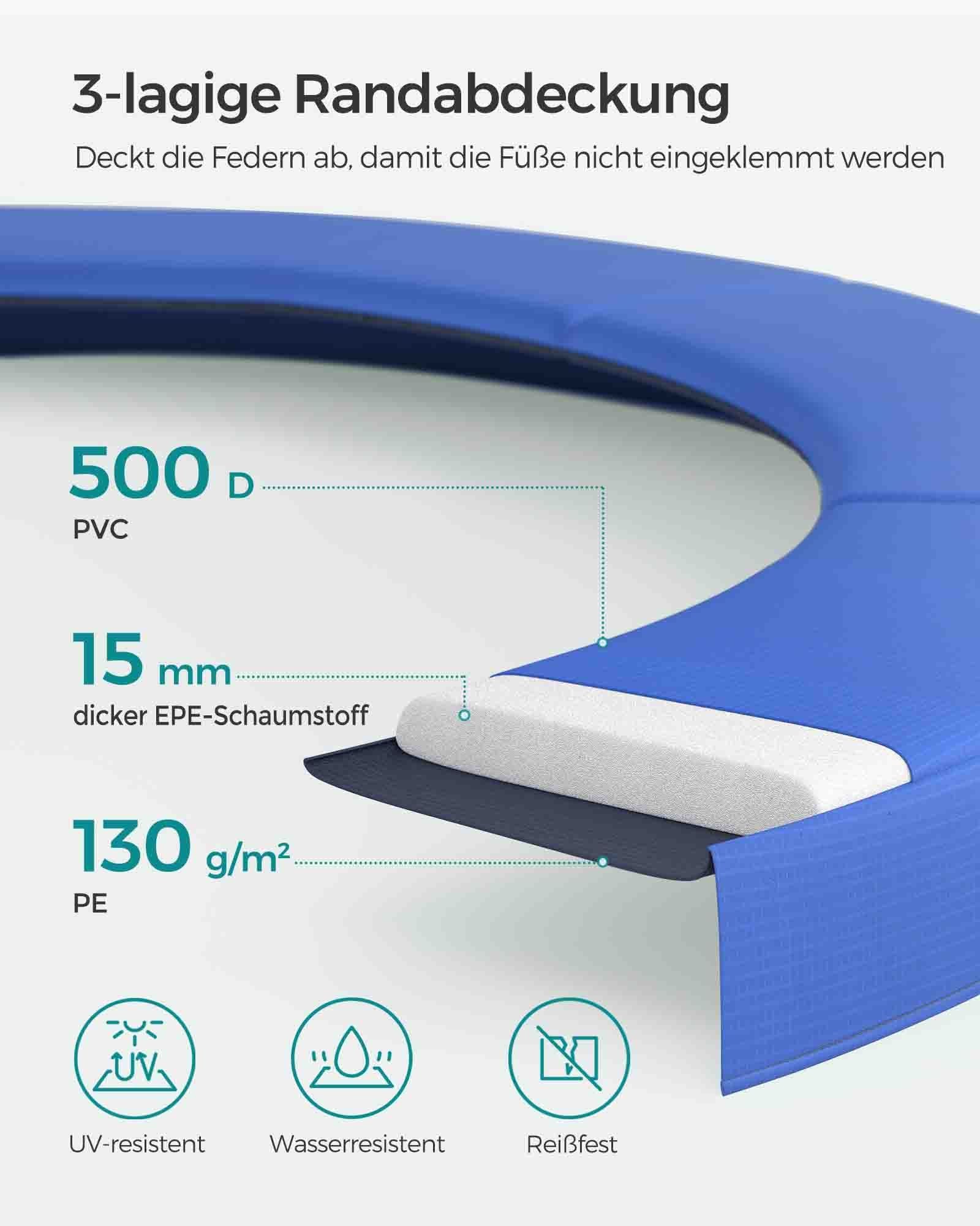 Tuintrampoline – Ø 305 cm – Veiligheidsnet – Zwart-Blauw