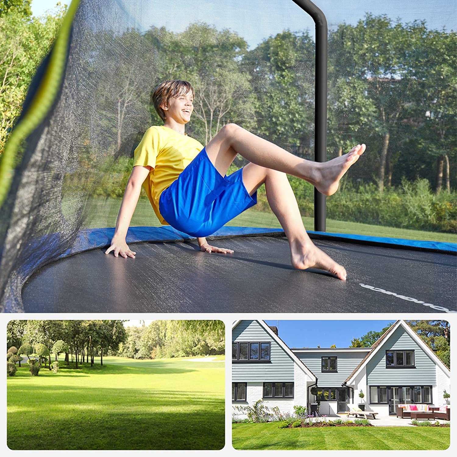 Trampoline - Ø 366 cm - Ronde trampoline - Met veiligheidsnet en ladder - Donkerblauw