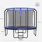 Trampoline - Ø 366 cm - Ronde trampoline - Met veiligheidsnet en ladder - Donkerblauw