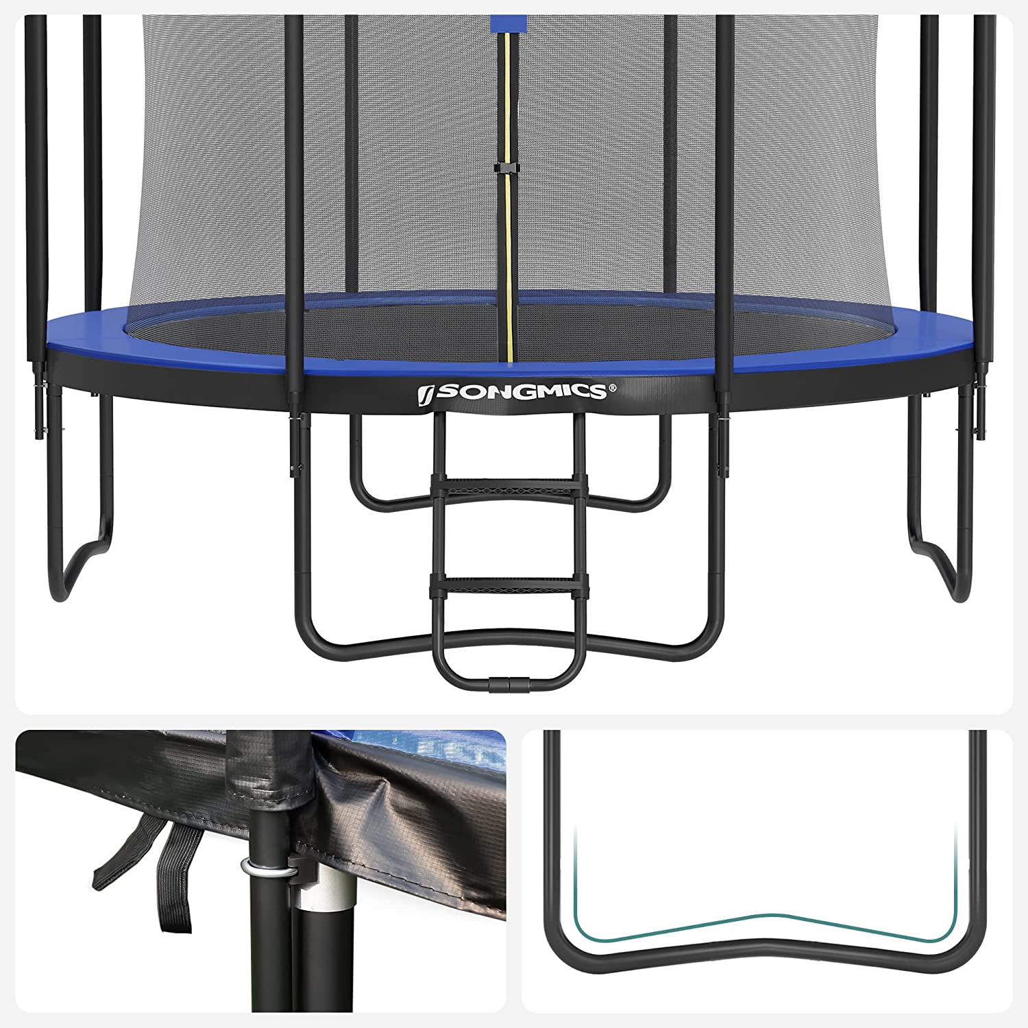Trampoline - Ø 366 cm - Ronde trampoline - Met veiligheidsnet en ladder - Donkerblauw