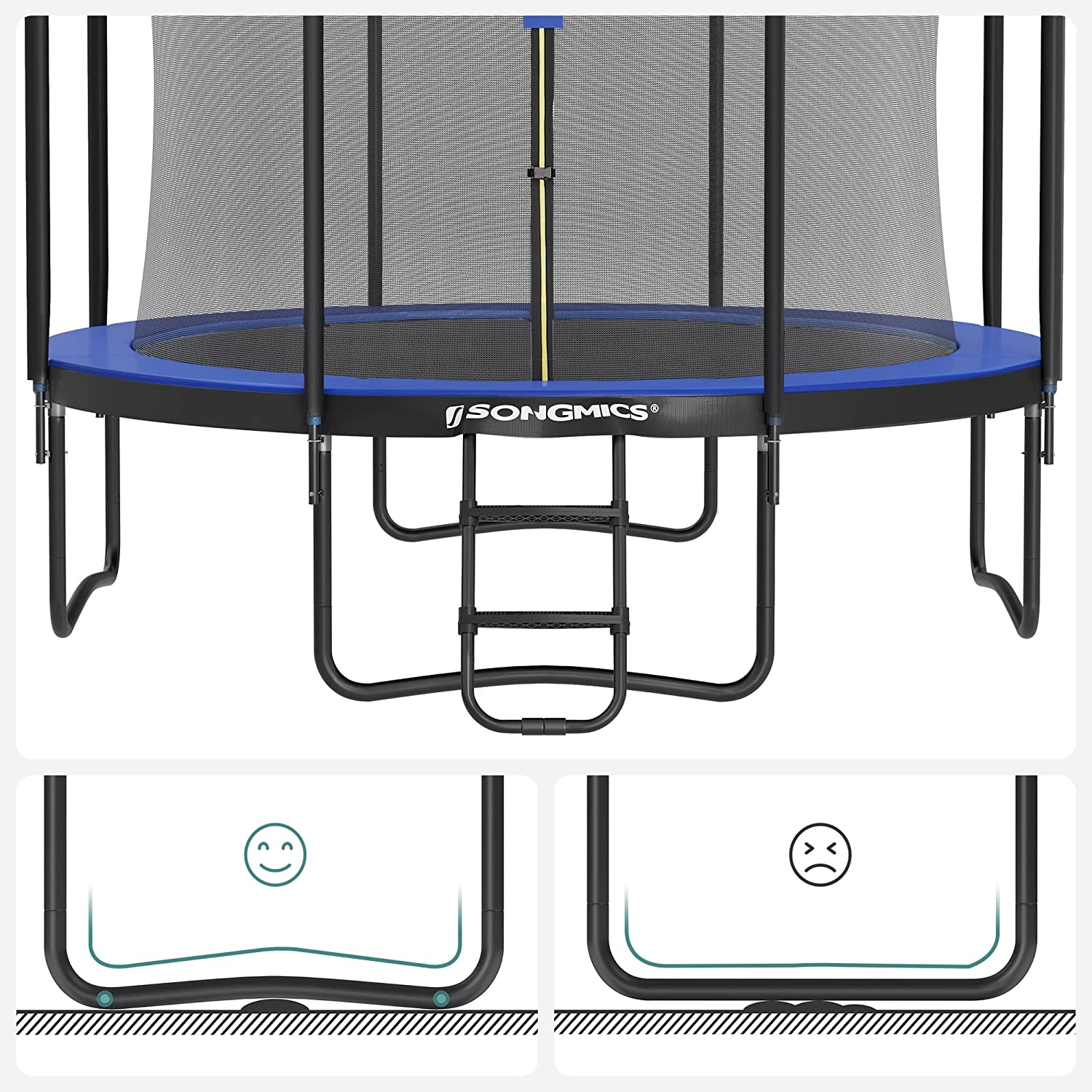 Trampoline - Ø 366 cm - Ronde trampoline - Met veiligheidsnet en ladder - Donkerblauw