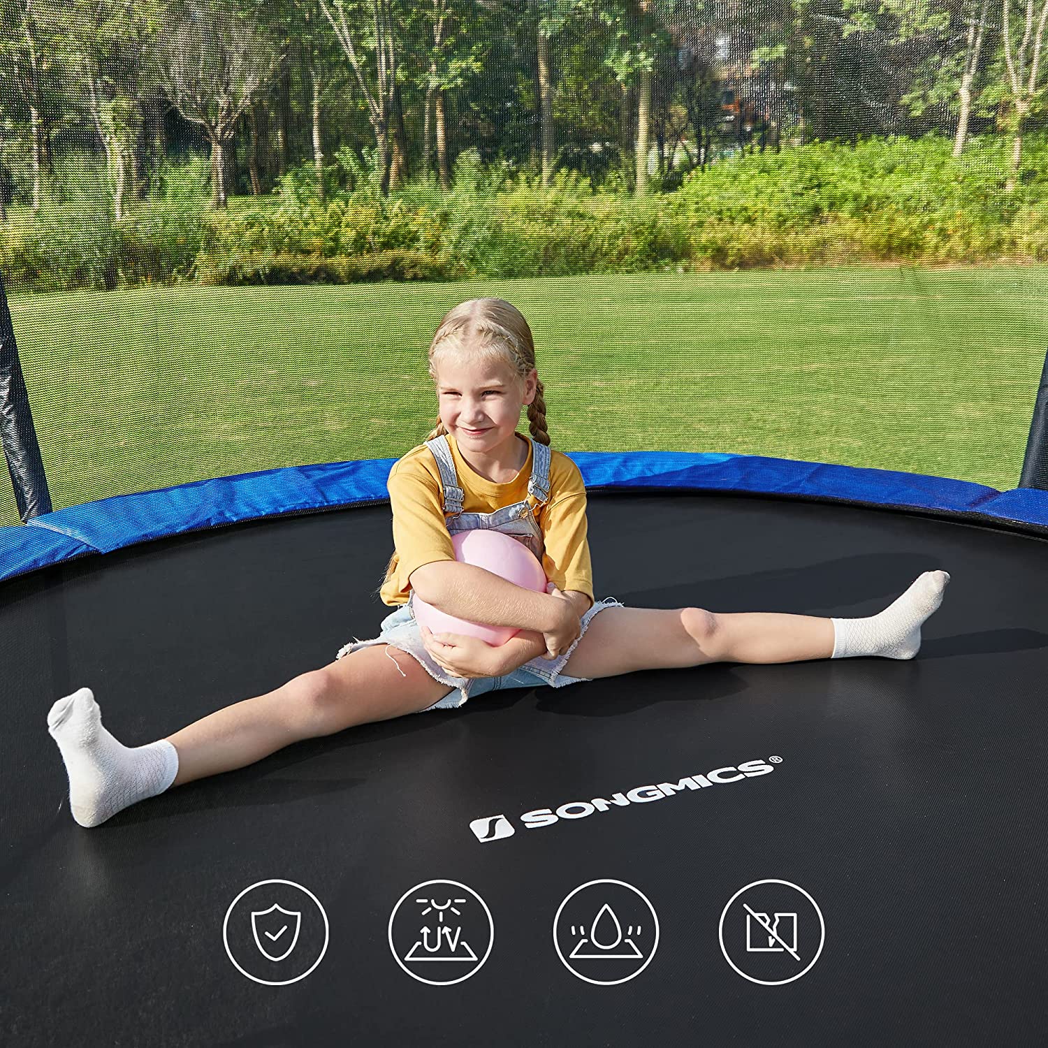 Trampoline - Ø 366 cm - Ronde trampoline - Met veiligheidsnet en ladder - Donkerblauw