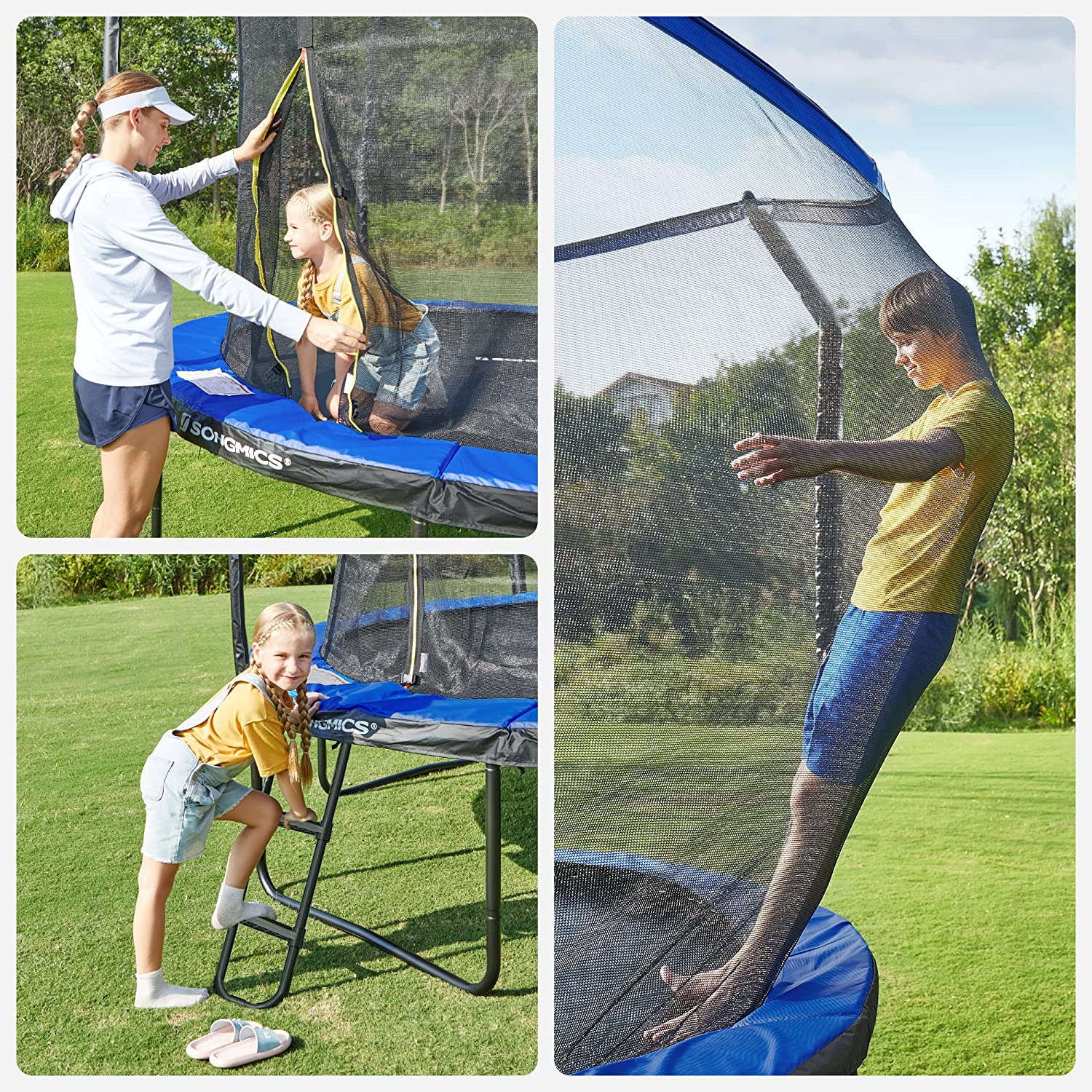 Trampoline - Ø 366 cm - Ronde trampoline - Met veiligheidsnet en ladder - Donkerblauw