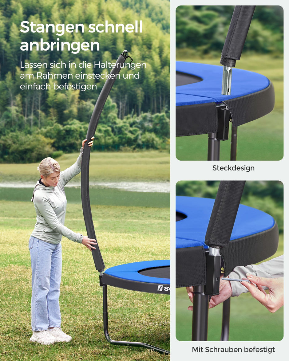 Tuintrampoline - 427 cm - Met Veiligheidsnet - Ladder - Zwart-Blauw