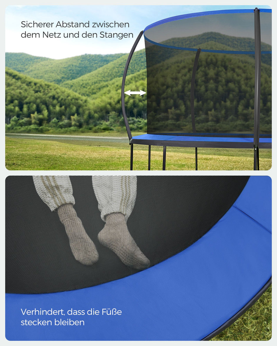 Tuintrampoline - 427 cm - Met Veiligheidsnet - Ladder - Zwart-Blauw