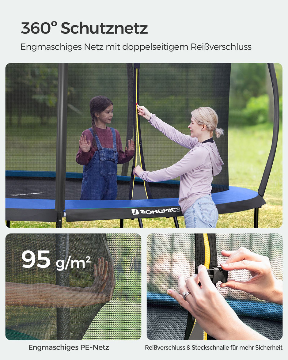 Tuintrampoline - 427 cm - Met Veiligheidsnet - Ladder - Zwart-Blauw