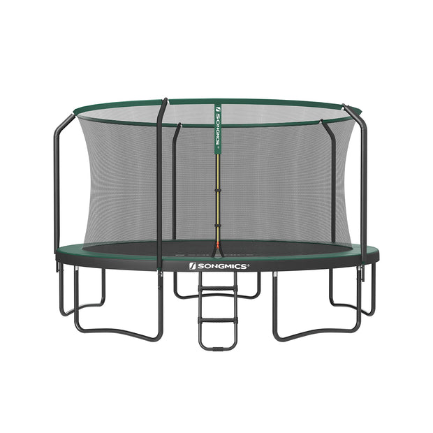 Trampoline – rond met gevoerd frame – zwart-donkergroen