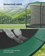Trampoline – rond met gevoerd frame – zwart-donkergroen
