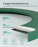 Trampoline – rond met gevoerd frame – zwart-donkergroen