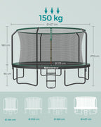 Trampoline – rond met gevoerd frame – zwart-donkergroen