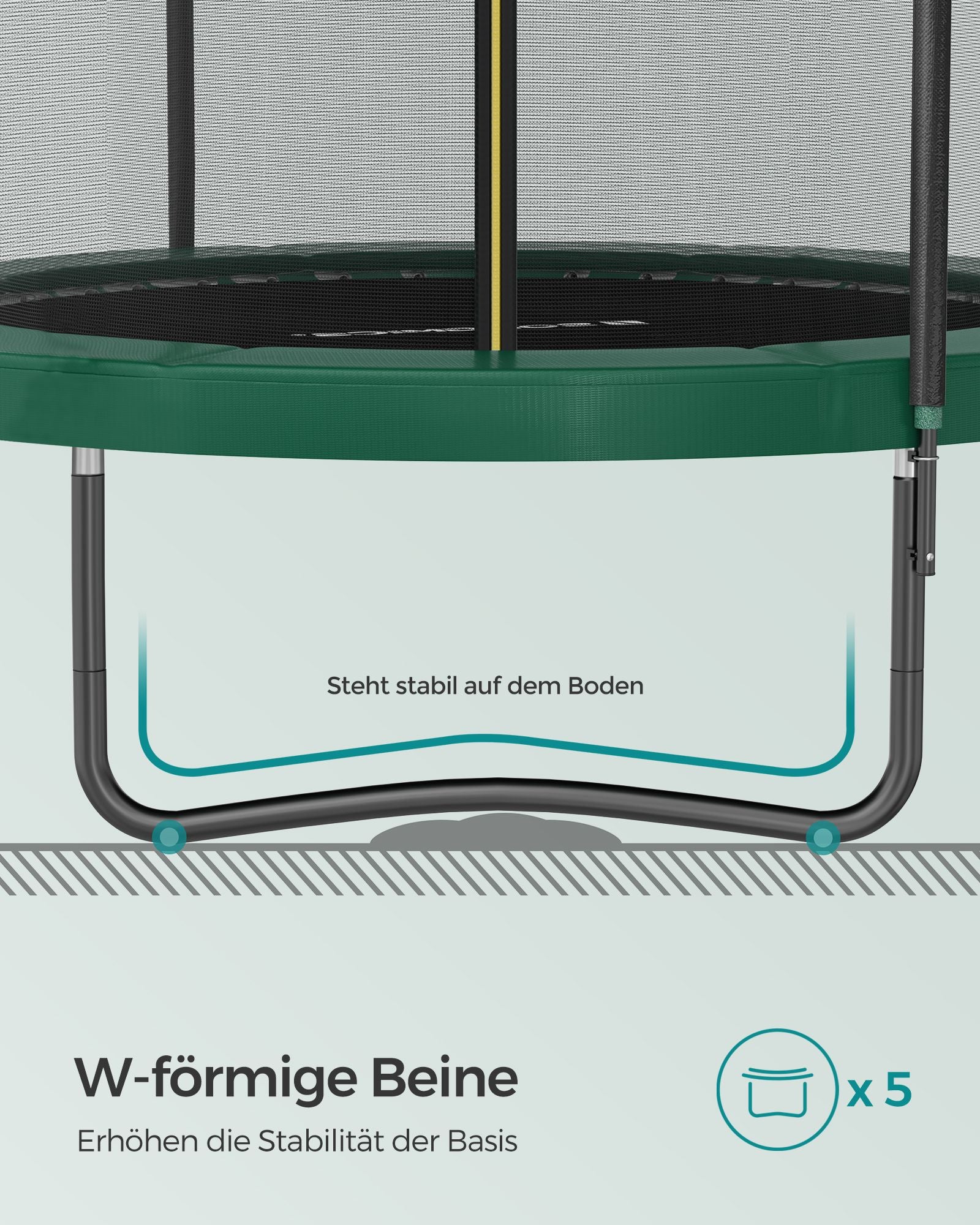 Trampoline – rond met gevoerd frame – zwart-donkergroen