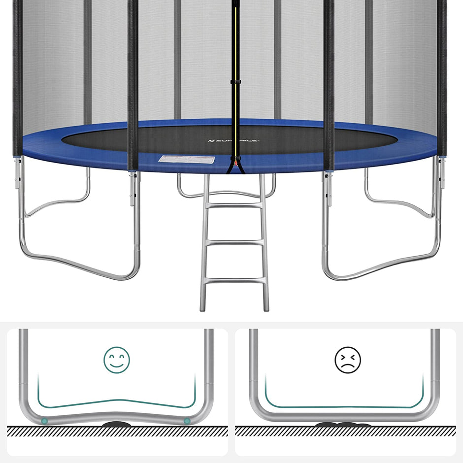 Trampoline – Veiligheidsnet en ladder – Zwart en blauw