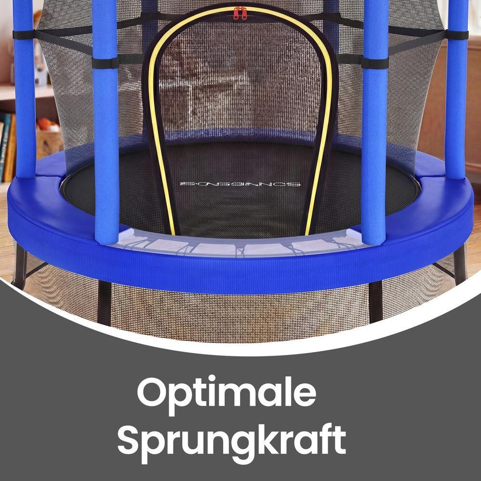 Kindertrampoline - 174 cm - Veiligheidsnet - Randbescherming - Blauw