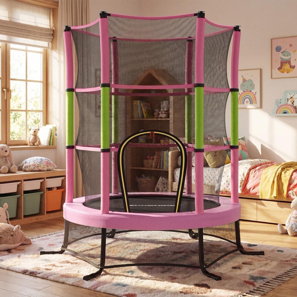 Kindertrampoline - 174 cm - Veiligheidsnet - Randbescherming - Roze