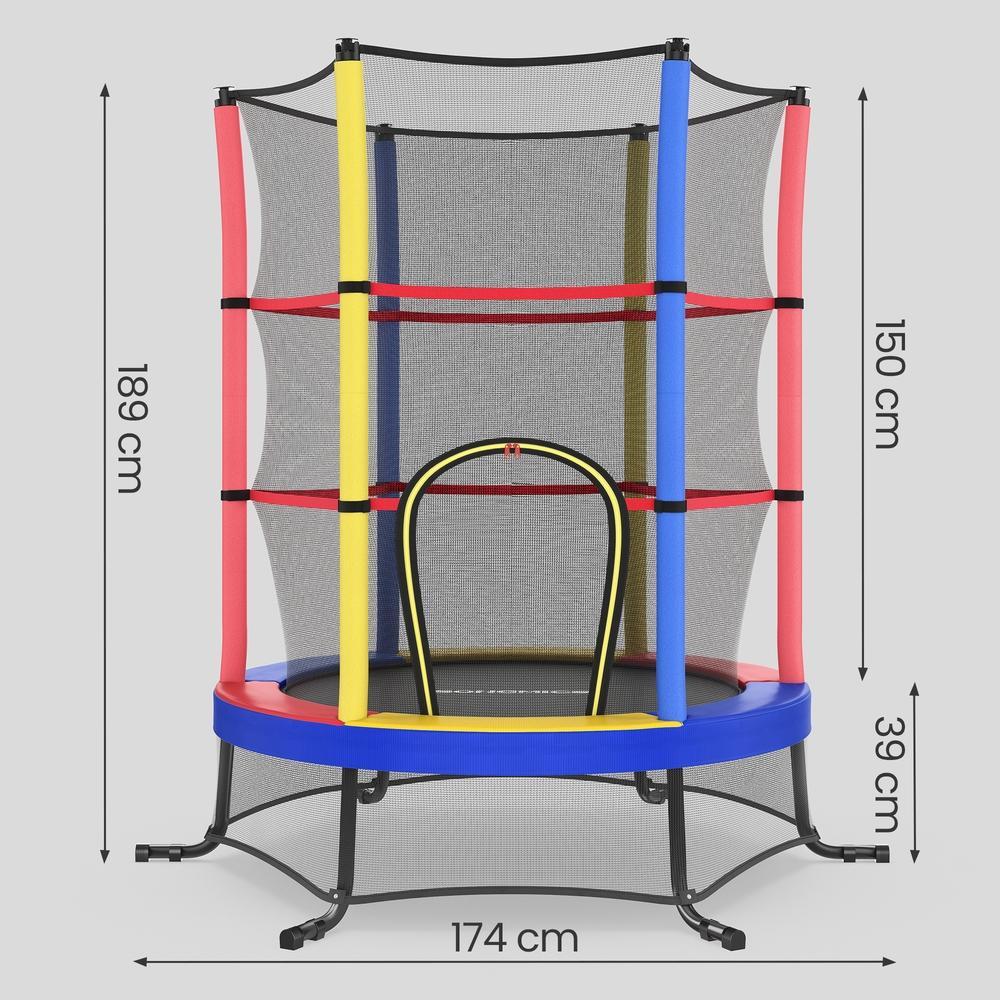 Kindertrampoline - 174 cm - Veiligheidsnet - Randbescherming - Meerkleurig