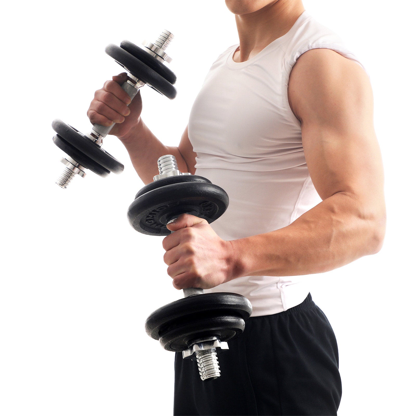 Halterset - Verstelbare dumbbell- en barbellset - Fitness halterset - Met halterstang