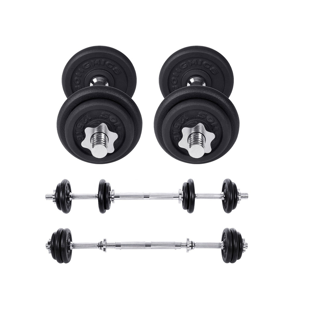 Halterset - Verstelbare dumbbell- en barbellset - Fitness halterset - Met halterstang