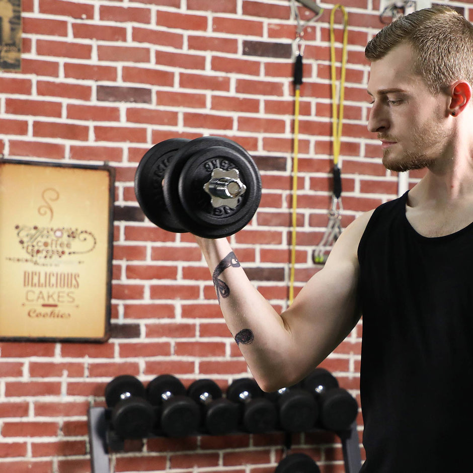 Halterset – Verstelbaar gewicht – Zilver/Zwart