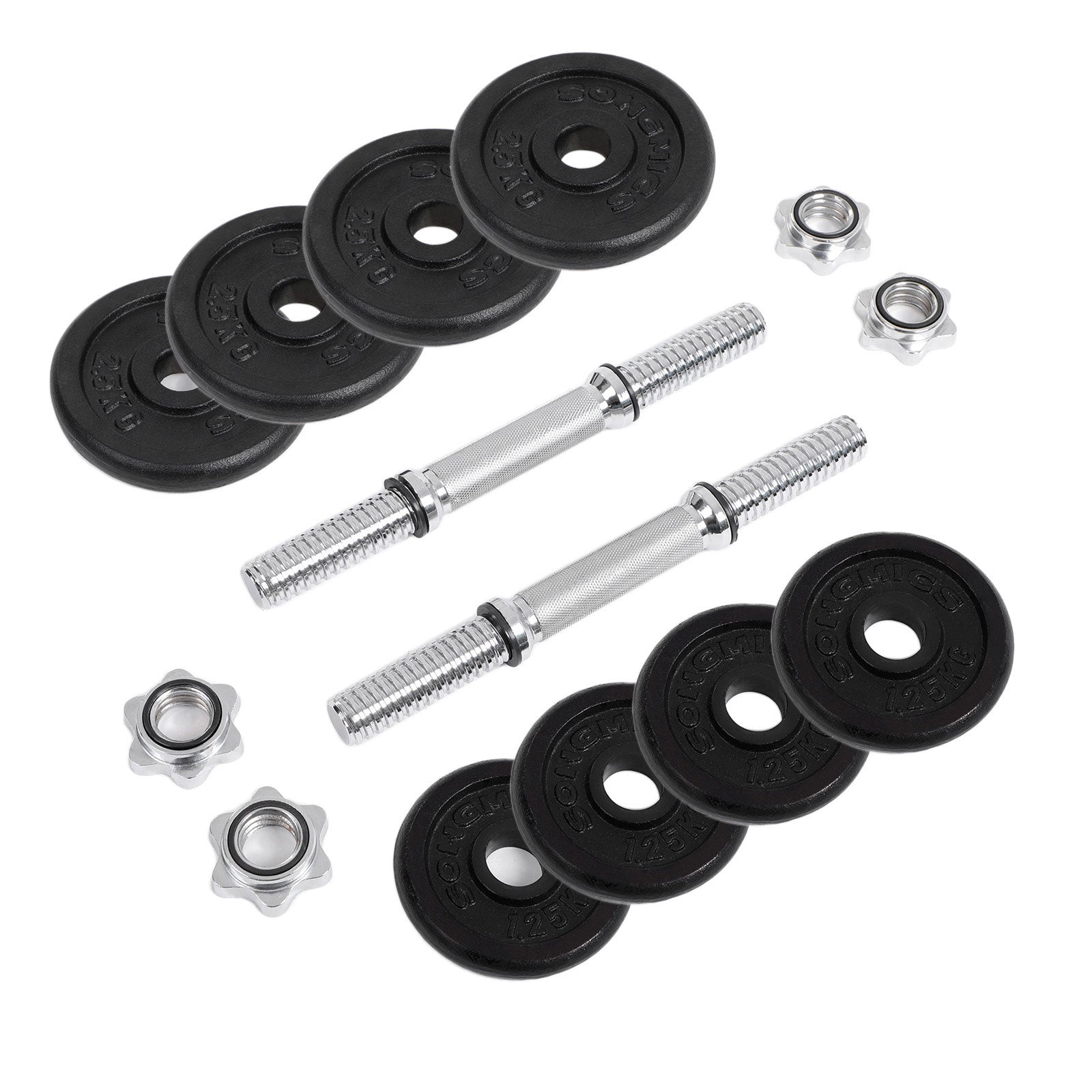 Halterset – Verstelbaar gewicht – Zilver/Zwart