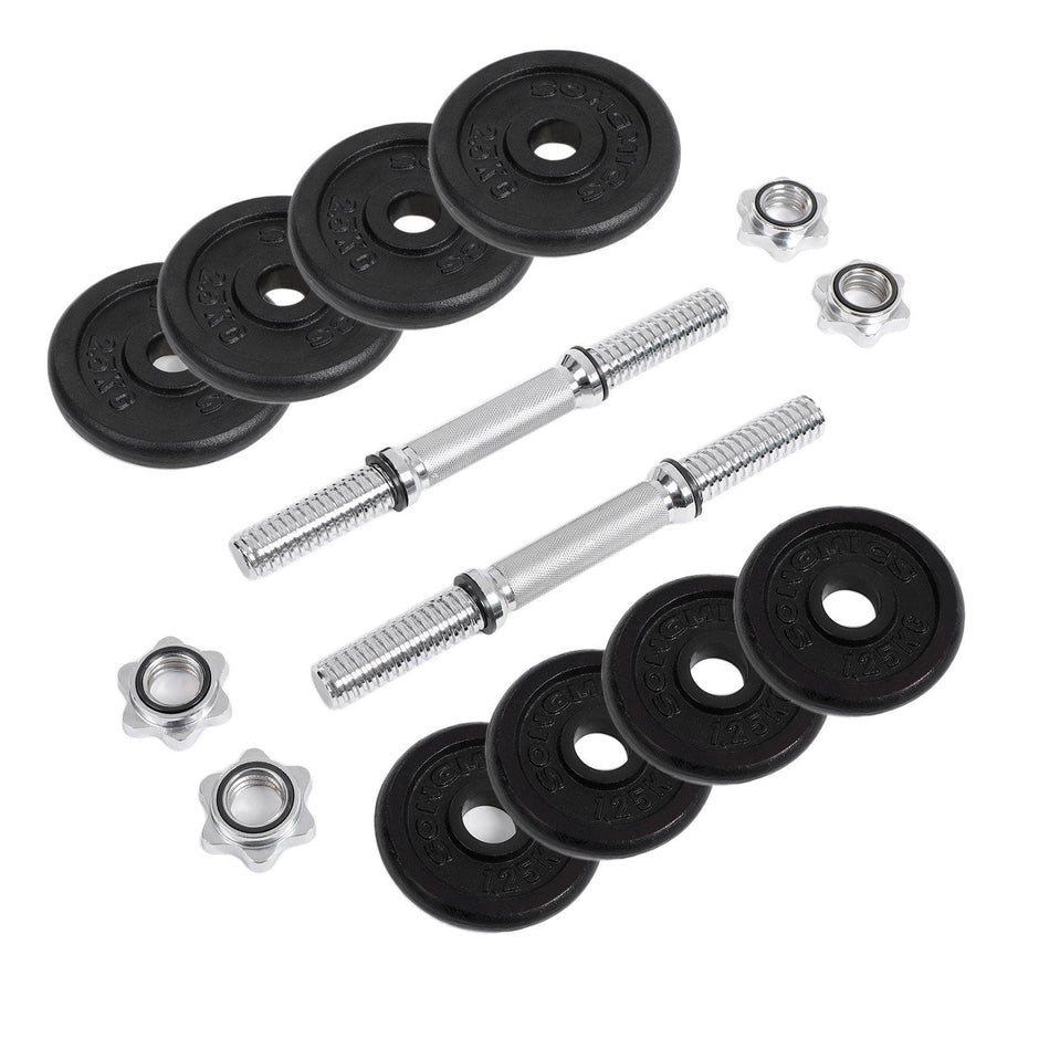 Halterset – Verstelbaar gewicht – Zilver/Zwart