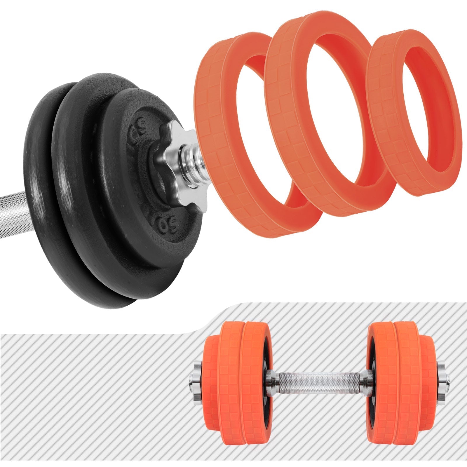 Verstelbare dumbbellset – 25 kg – Oranje