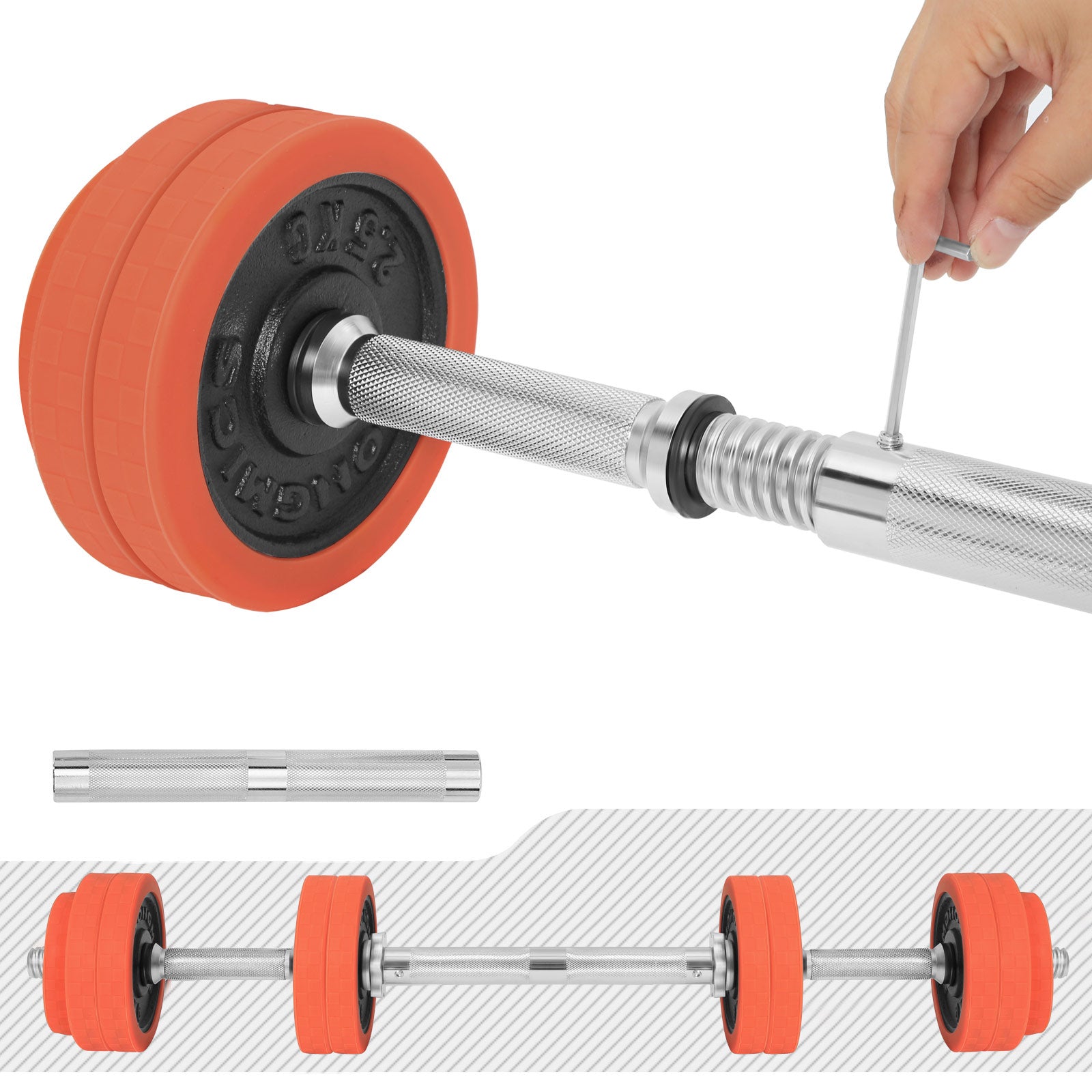 Verstelbare dumbbellset – 25 kg – Oranje