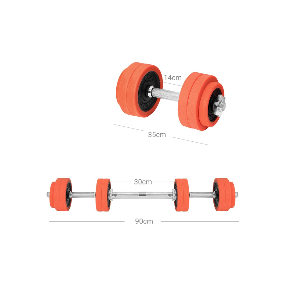Verstelbare dumbbellset – 25 kg – Oranje