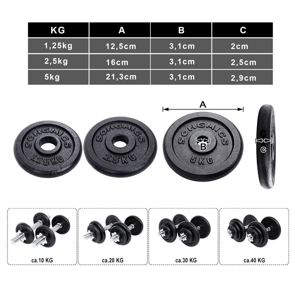 Halters – Gietijzeren dumbbells – Set van 2 – Zwart