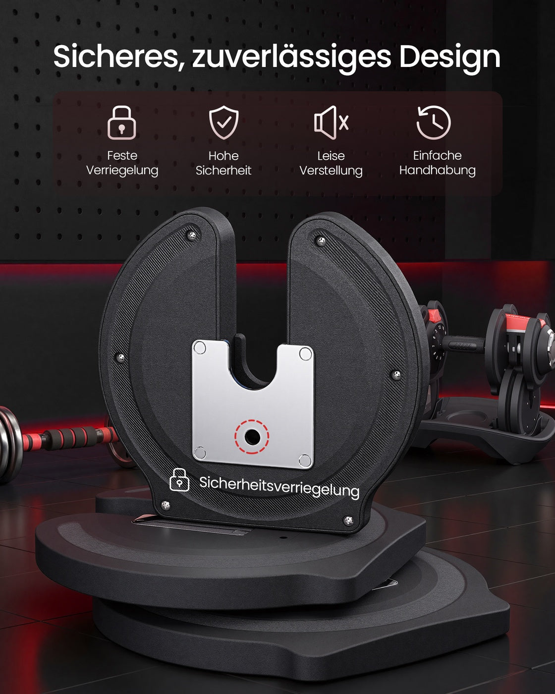 Dumbbells - 40 x 20 x 18 cm - Verstelbaar van 1,5 kg tot 12,5 kg - Antislip handgreep - Zwart en rood - Totaal gewicht 25 kg