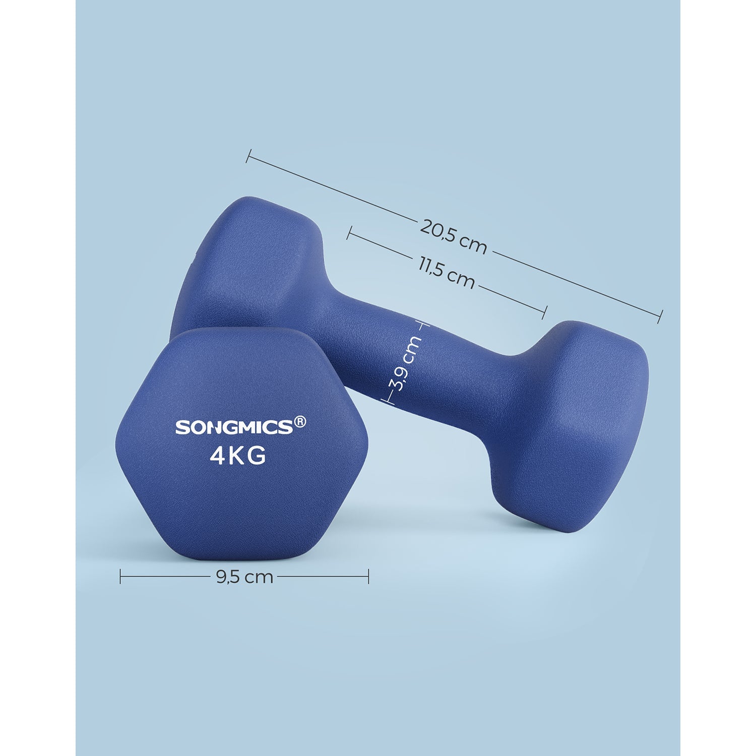Halterset – Ergonomische grip – 2 x 5 kg – Blauw